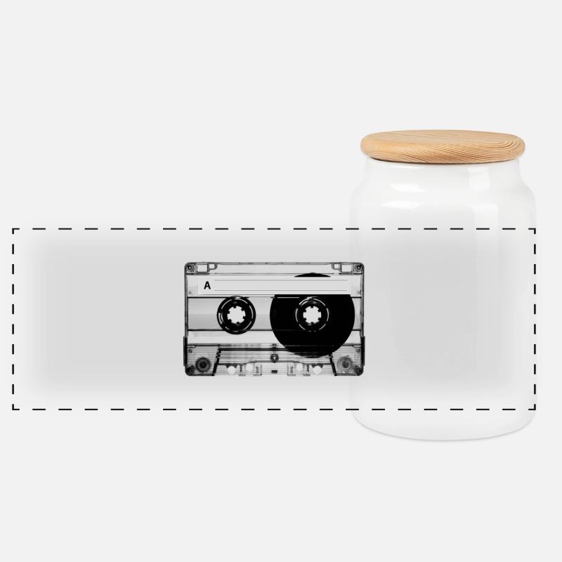 mix-tape - Panoramic Cookie Jar with Wooden Lid - white