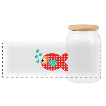 poisson - Boîte à biscuits avec couvercle en bois - blanc - Devant