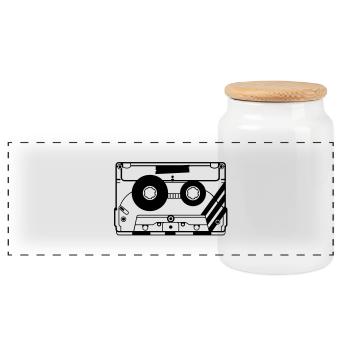 Kassette Audiokassette - Panorama Keksdose mit Holzdeckel - Weiß - Vorne
