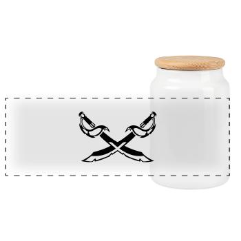 epee saber crosses 202 - Panoramic Cookie Jar with Wooden Lid - white - Front