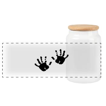 kinderhande - Boîte à biscuits avec couvercle en bois - blanc - Devant