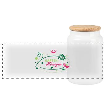 Garden Queen - Queen of the garden - 3C - Panoramic Cookie Jar with Wooden Lid - white - Front