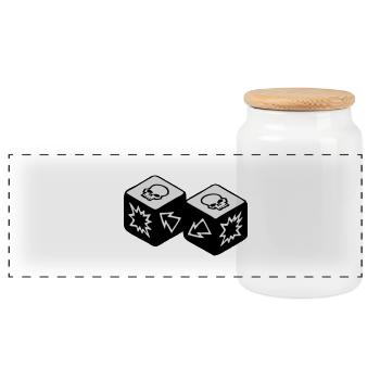 Double Skull - Boîte à biscuits avec couvercle en bois - blanc - Devant
