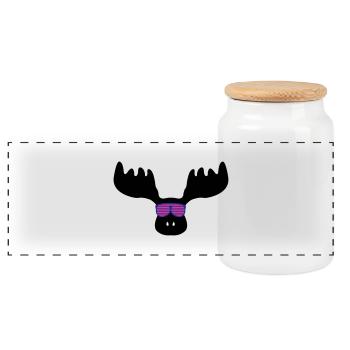 elch_mit_sonnenbrillebrille - Boîte à biscuits avec couvercle en bois - blanc - Devant