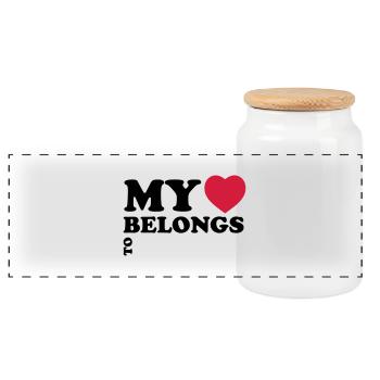 My heart belongs to - Panorama Keksdose mit Holzdeckel - Weiß - Vorne