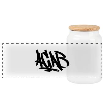 acab1 - Panoramic Cookie Jar with Wooden Lid - white - Front