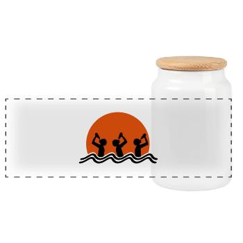 Beach Drinking Team - Panoramic Cookie Jar with Wooden Lid - white - Front