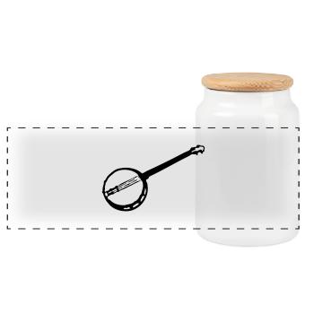 musical instrument plectrum banjo - Panoramic Cookie Jar with Wooden Lid - white - Front