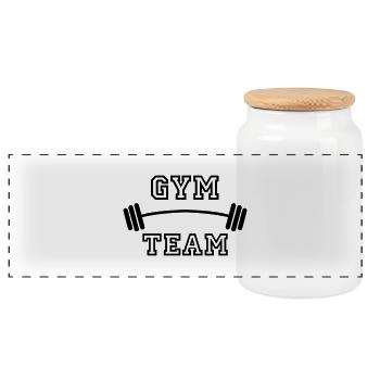 gym team - Panoramic Cookie Jar with Wooden Lid - white - Front