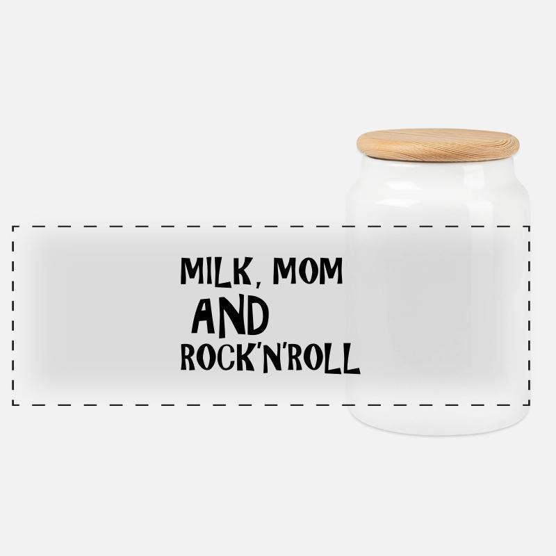 Milk, Mom and Rock 'N' Roll - Panorama Keksdose mit Holzdeckel - Weiß