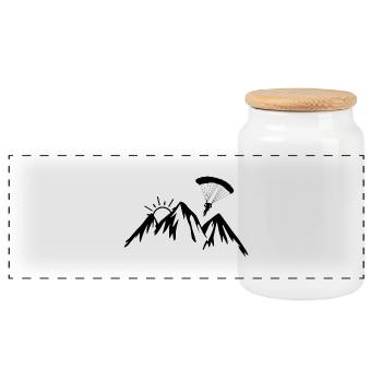 Paragliding extreme sport paraglider - Panoramic Cookie Jar with Wooden Lid - white - Front
