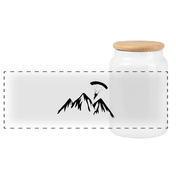 Paragliding extreme sports paragliding - Panoramic Cookie Jar with Wooden Lid - white - Front