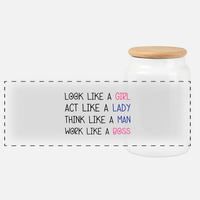 Look Like A Girl - Panorama Keksdose mit Holzdeckel - Weiß