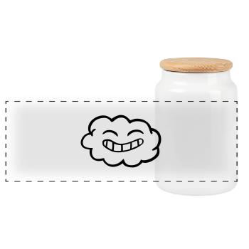 cloud japanese anim kawaii weather - Panoramic Cookie Jar with Wooden Lid - white - Front