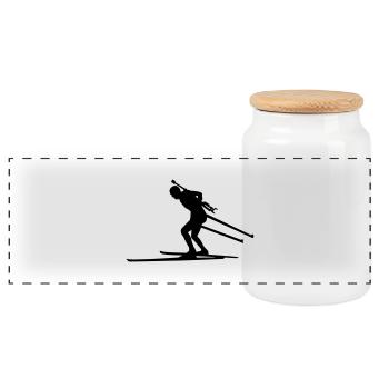 Biathlon - Panoramic Cookie Jar with Wooden Lid - white - Front