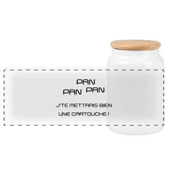 Pan Pan Pan Jte mettrais bien une cartouche ! - Boîte à biscuits avec couvercle en bois - blanc - Devant