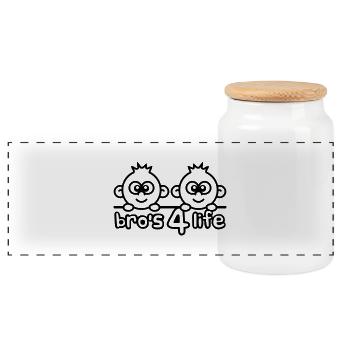 Bros 4 Life Comic Design - Panoramic Cookie Jar with Wooden Lid - white - Front