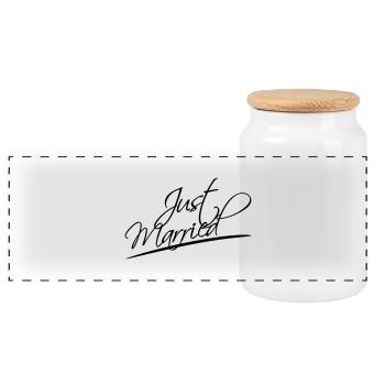 Just Married Logo Design - Boîte à biscuits avec couvercle en bois - blanc - Devant
