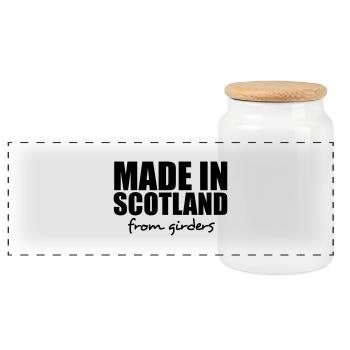 made in scotland from girders - Panoramic Cookie Jar with Wooden Lid - white - Front
