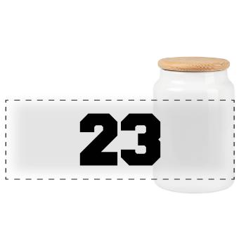 23 - Panoramic Cookie Jar with Wooden Lid - white - Front
