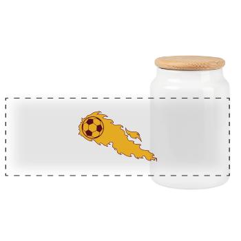 Burning football - Panoramic Cookie Jar with Wooden Lid - white - Front