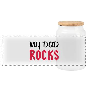 Dad Rocks - Panorama Keksdose mit Holzdeckel - Weiß - Vorne
