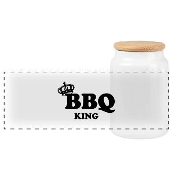BBQ - Panorama Keksdose mit Holzdeckel - Weiß - Vorne