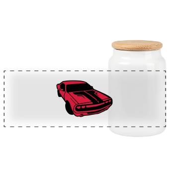 dessin de voiture de course américaine vintage dod - Boîte à biscuits avec couvercle en bois - blanc - Devant