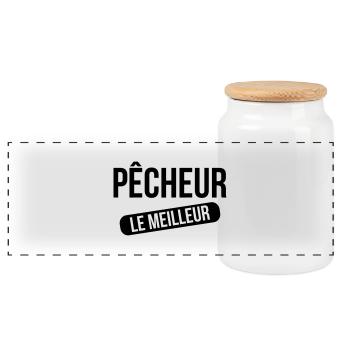 Le Meilleur Pêcheur - Panoramic Cookie Jar with Wooden Lid - white - Front