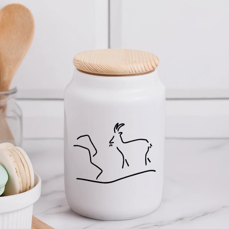 ziege oder steinbock Panorama Keksdose mit Holzdeckel