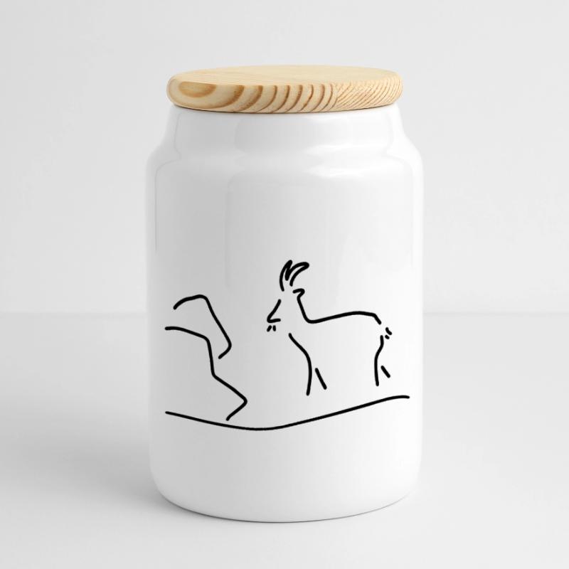 ziege oder steinbock Panorama Keksdose mit Holzdeckel