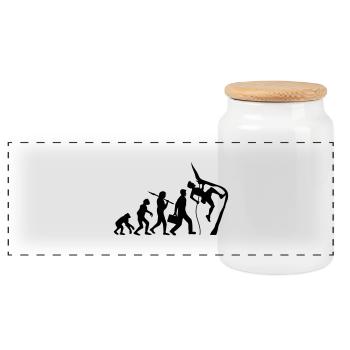 Climbing rope climbers evolution - Panoramic Cookie Jar with Wooden Lid - white - Front