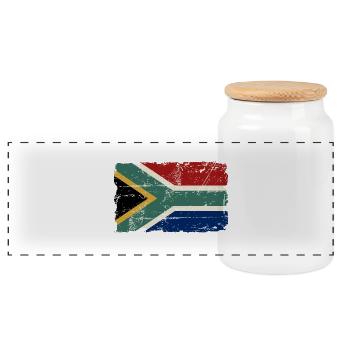 South Africa Flag - Vintage Look - Panorama Keksdose mit Holzdeckel - Weiß - Vorne