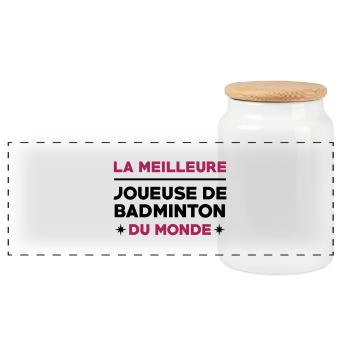 Badminton / Badiste / Tennis / Raquette / Sport - Boîte à biscuits avec couvercle en bois - blanc - Devant