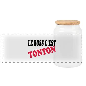 Le boss c'est tonton - Panorama Keksdose mit Holzdeckel - Weiß - Vorne