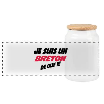 Je suis un breton de ouf !!! - Boîte à biscuits avec couvercle en bois - blanc - Devant