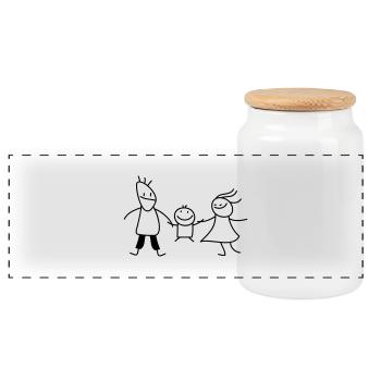 happy family (b) - Boîte à biscuits avec couvercle en bois - blanc - Devant