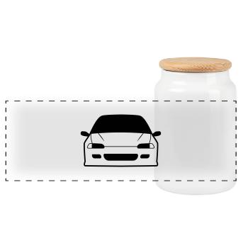 JDM Car eyes EG6 | T-shirts JDM - Panoramic Cookie Jar with Wooden Lid - white - Front