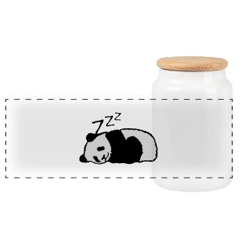 panda dort sieste dormir 5 - Boîte à biscuits avec couvercle en bois - blanc - Devant