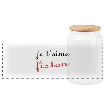 Je t'aime fiston - Panoramic Cookie Jar with Wooden Lid - white - Front