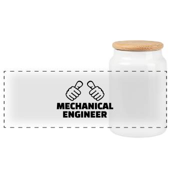 Mechanical engineer - Panoramic Cookie Jar with Wooden Lid - white - Front