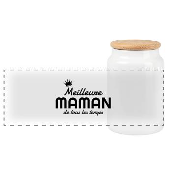 Mum / Mom / Baby / Mummy / Mother's day / Birth - Panoramic Cookie Jar with Wooden Lid - white - Front