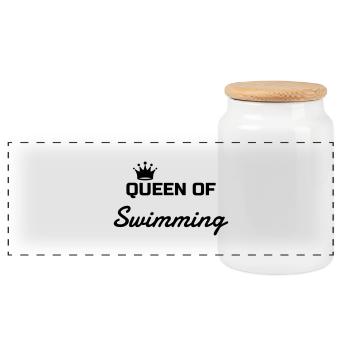 Swimming / Schwimmen / Natation / Swimmer - Panoramic Cookie Jar with Wooden Lid - white - Front