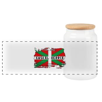 Euskal Herria - Pays Basque 83 - Boîte à biscuits avec couvercle en bois - blanc - Devant