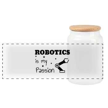 Robotics Robot Robotik Robotique Roboter - Panoramic Cookie Jar with Wooden Lid - white - Front