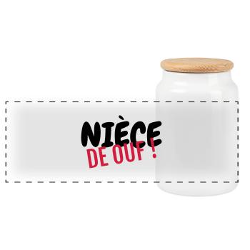 Nièce / Neveu / Oncle / Tante - Boîte à biscuits avec couvercle en bois - blanc - Devant