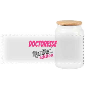 Docteur / Infirmier / Kiné / Médecin / Doctoresse - Panoramic Cookie Jar with Wooden Lid - white - Front