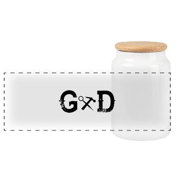 Legend Gott god Gerüstbauer - Panorama Keksdose mit Holzdeckel - Weiß - Vorne