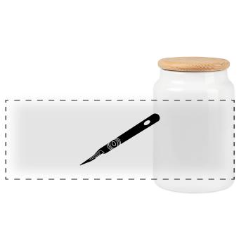scalpel_bs3 - Panoramic Cookie Jar with Wooden Lid - white - Front