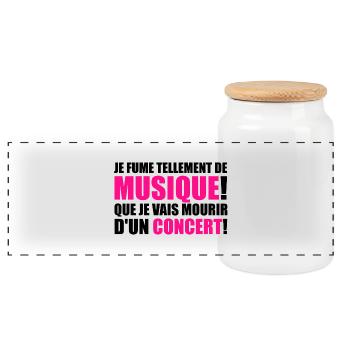 je fume tellement de musique! - Panoramic Cookie Jar with Wooden Lid - white - Front